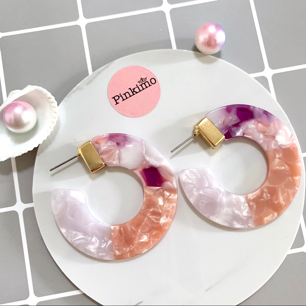 'C' Shape Acrylic Earrings